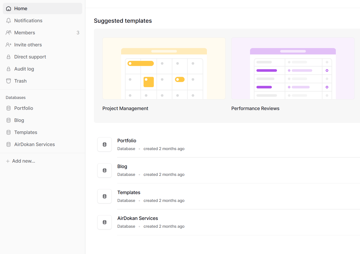 Screenshot of baserow
