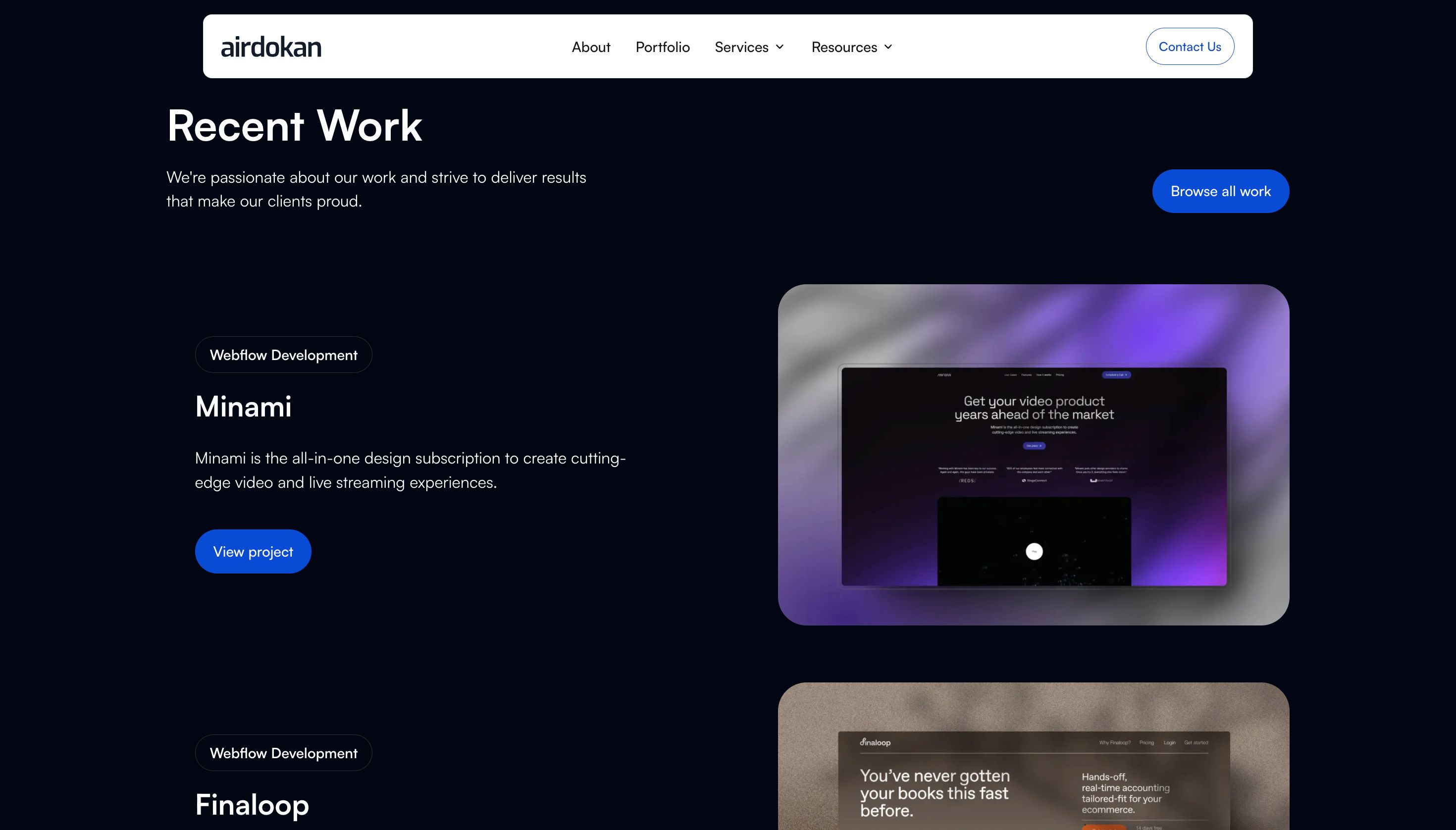 Screenshot of Airdokan site