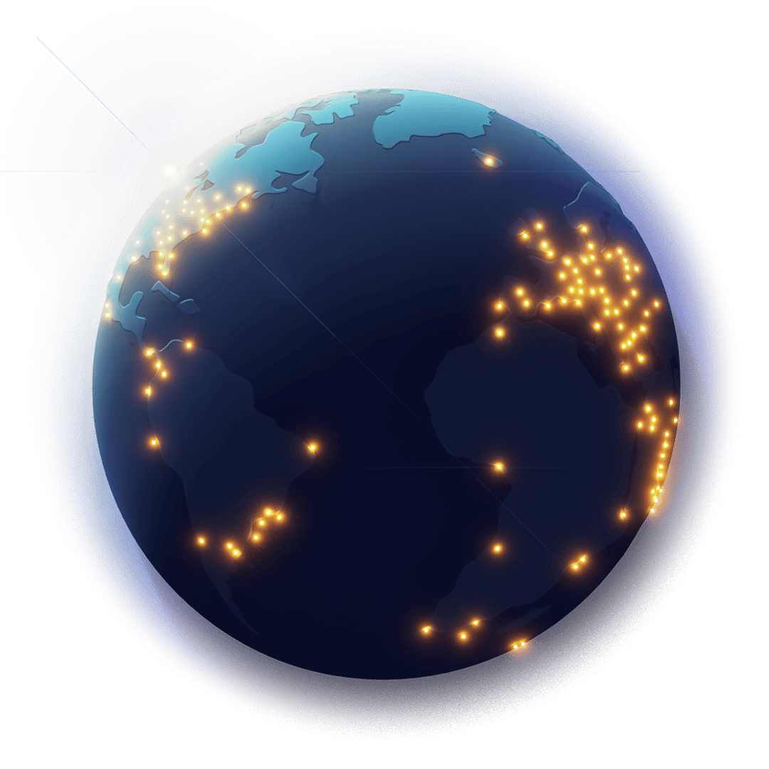 Earth with Cloudflare Edge nodes all over the world