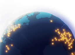 globe with dots indicating servers