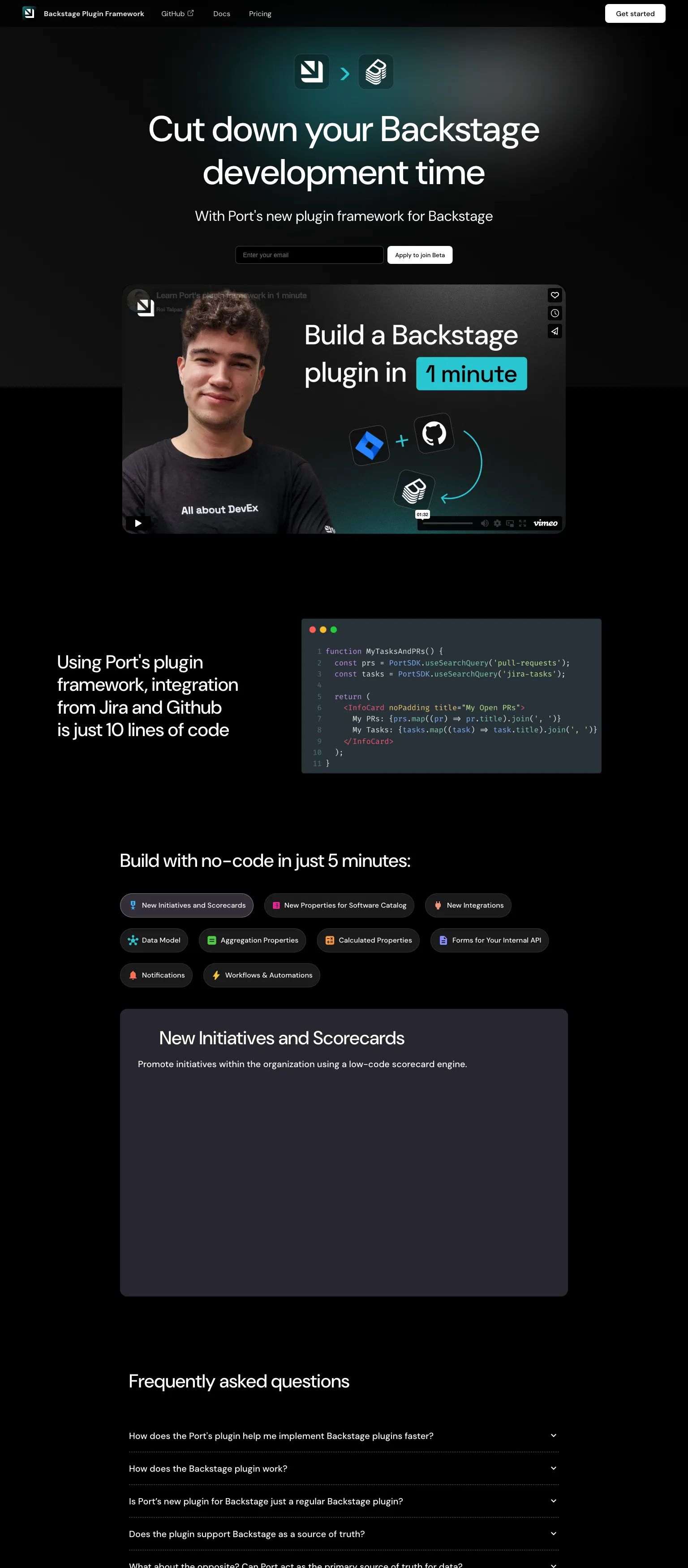 Screenshot of Backstage Plugin Framework