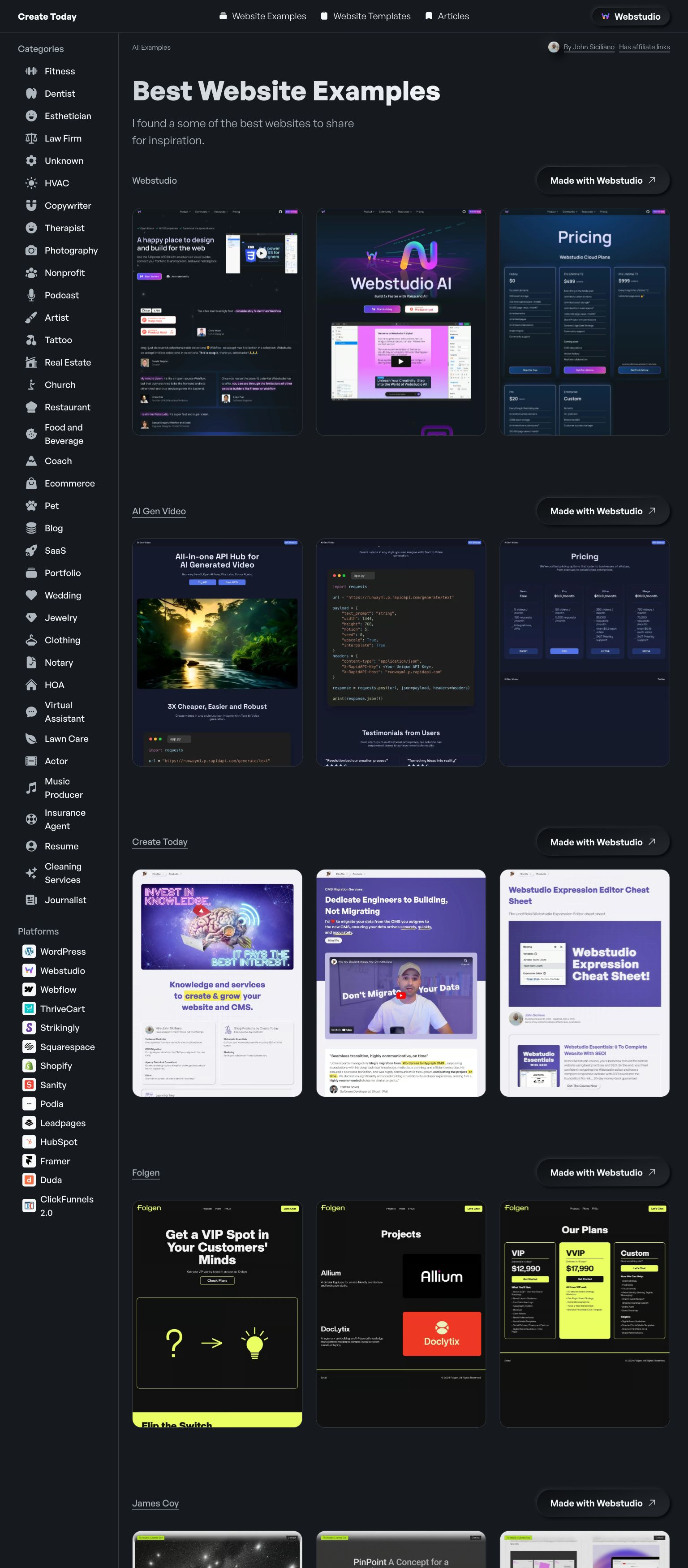 Screenshot of Create Today