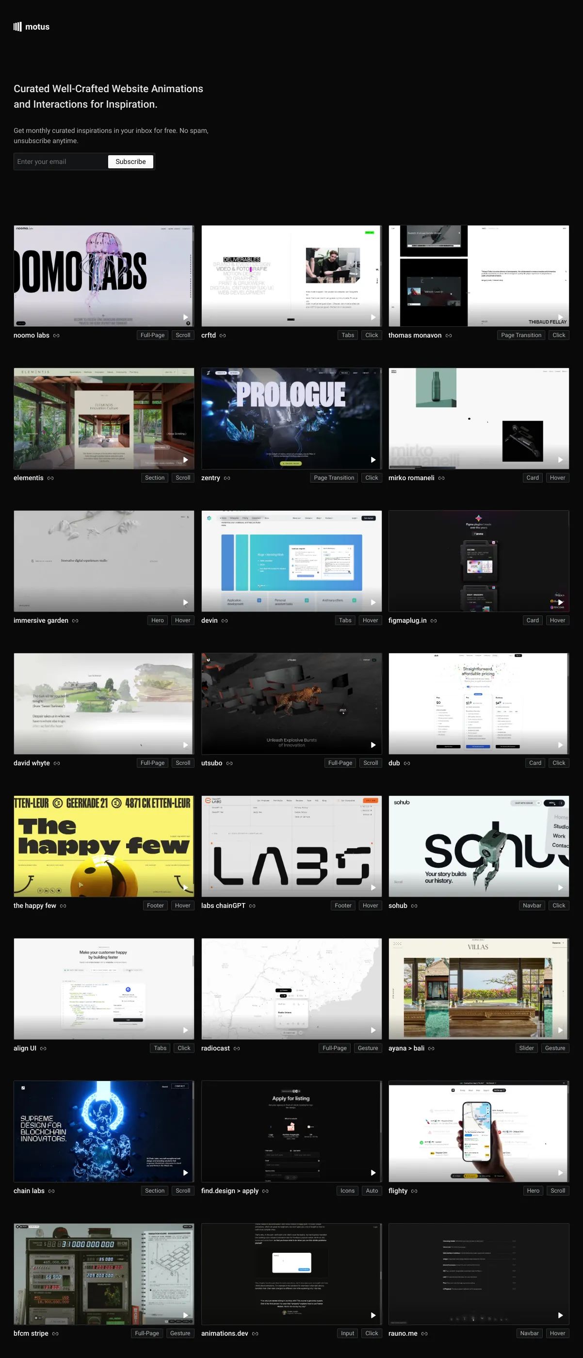 Screenshot of Motus