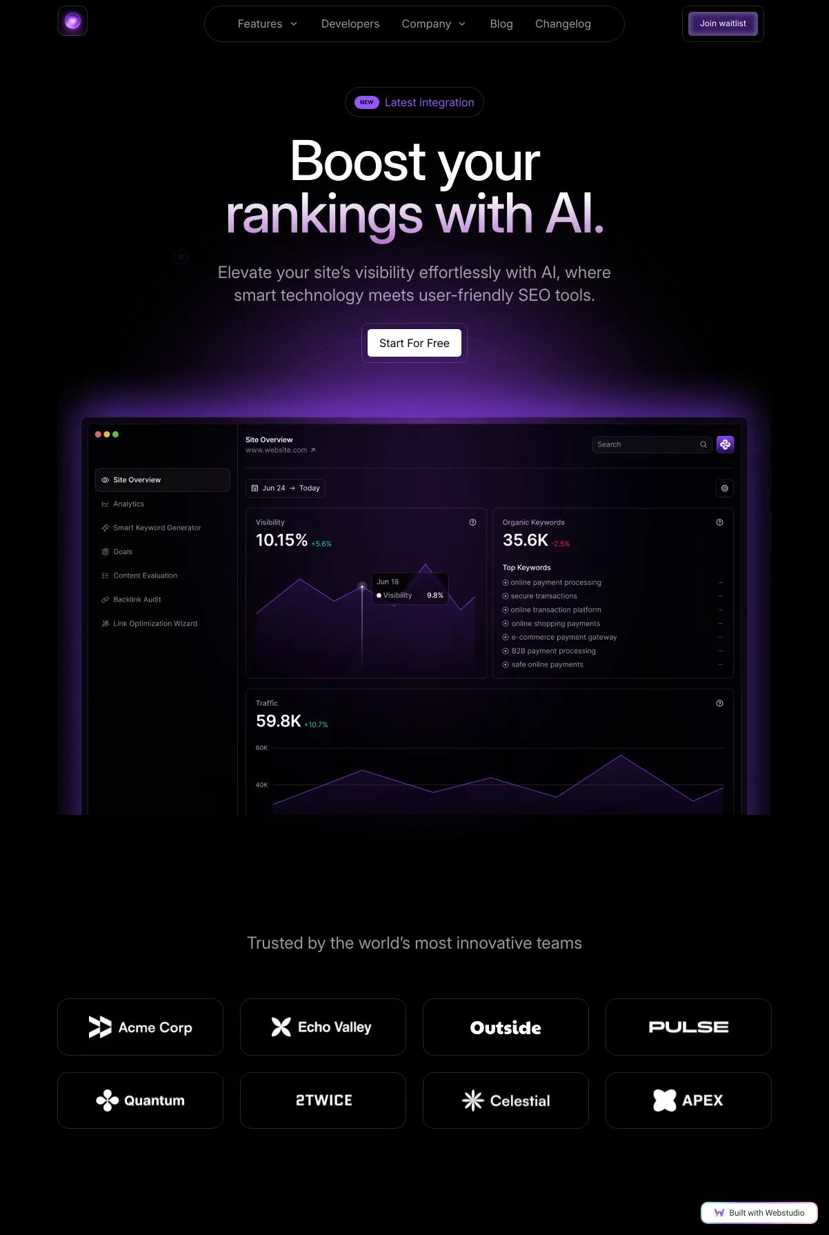 Screenshot of the Ascend template