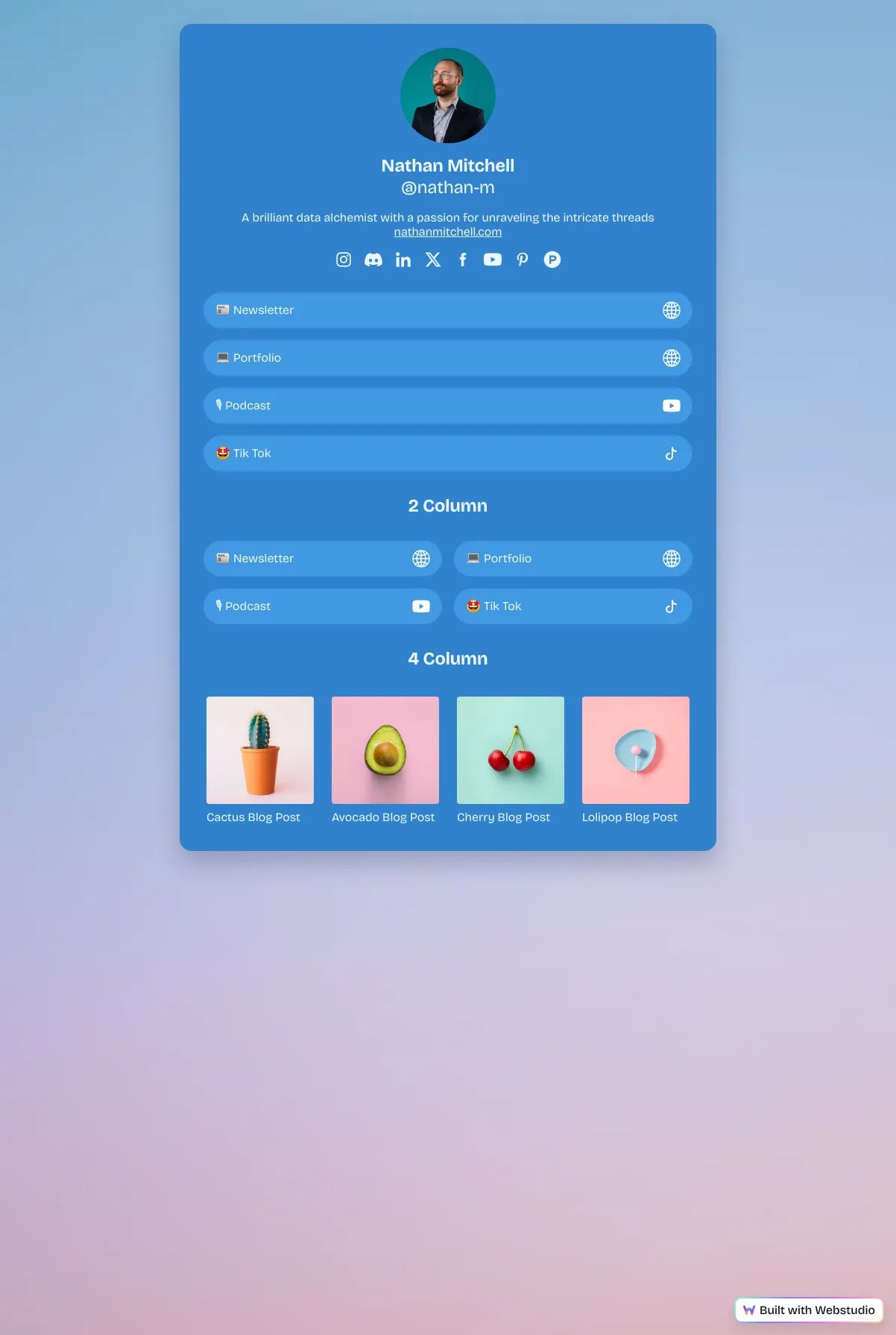 Screenshot of the LinkHub template