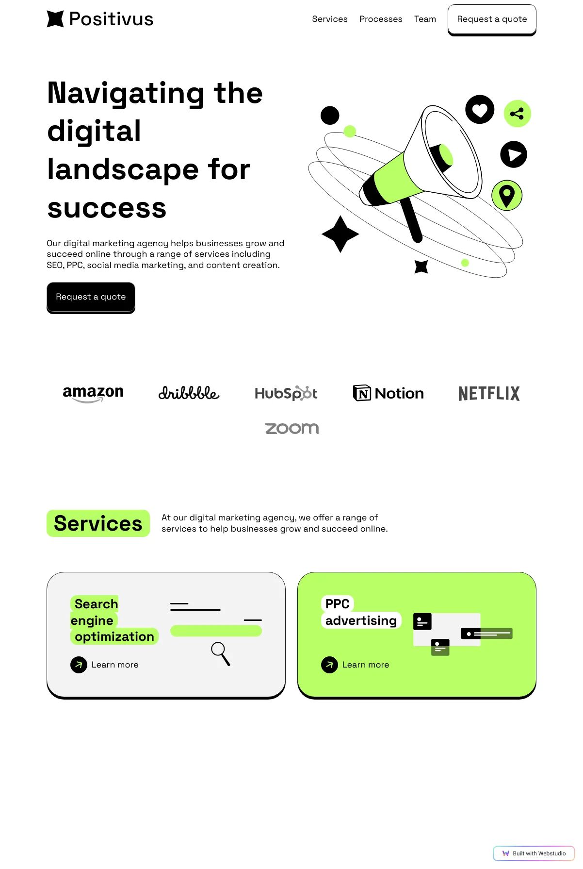 Screenshot of the Positivus template