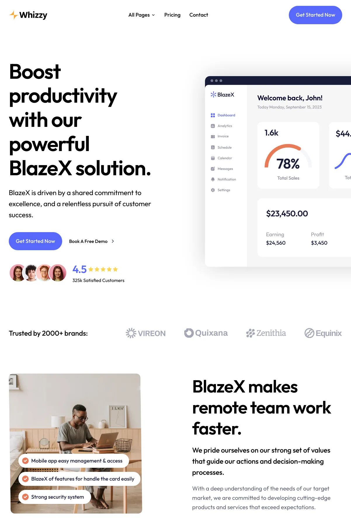 Screenshot of the Blazex template