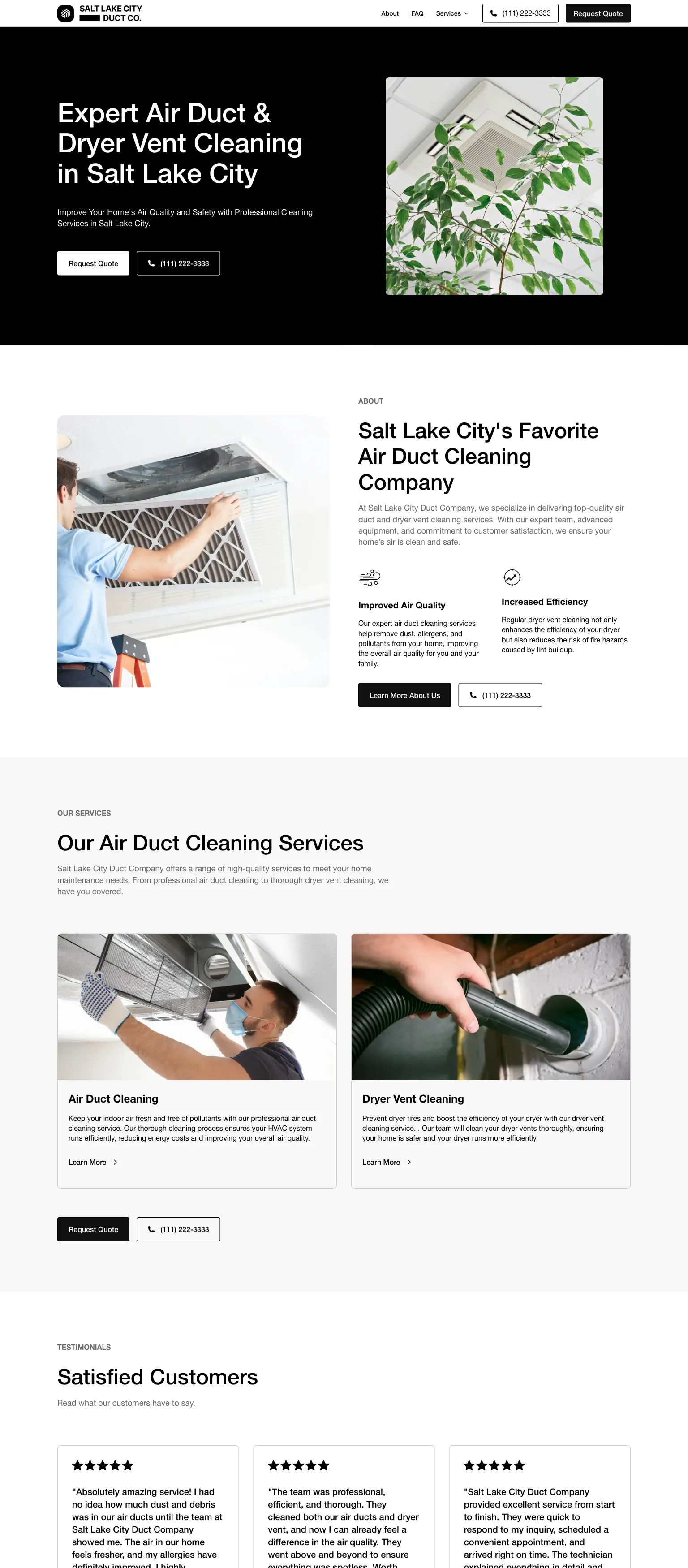 Screenshot of Salt Lake City Duct Company