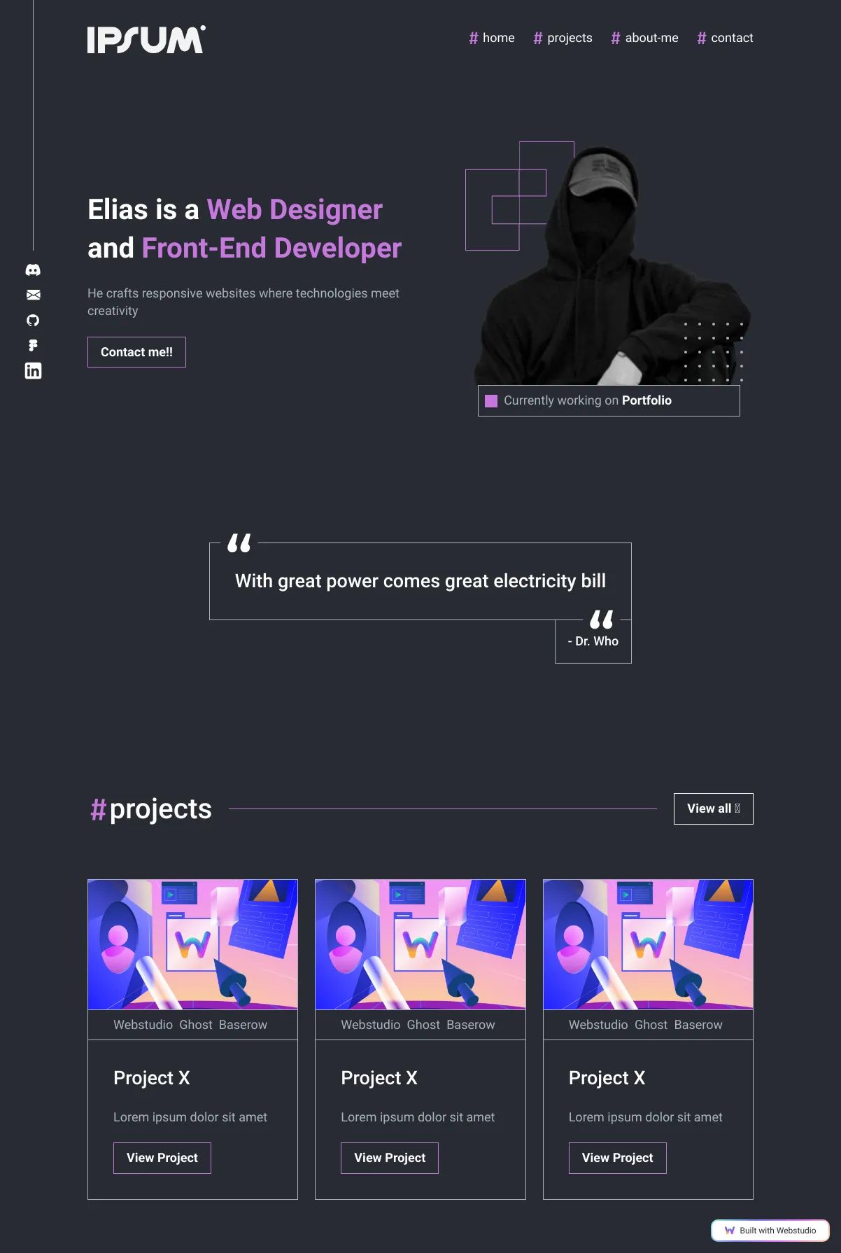 Screenshot of the PixelCraft template