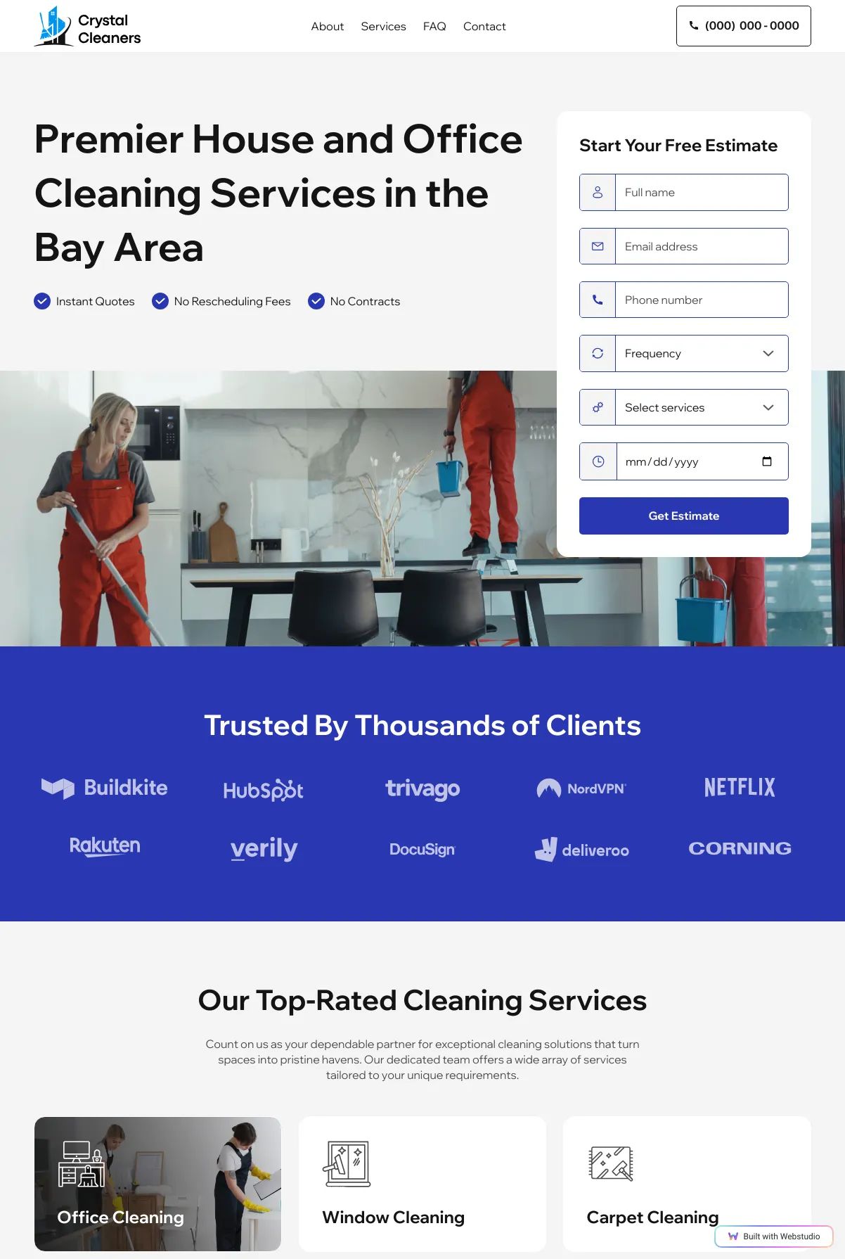 Screenshot of the Crystal Cleaners template