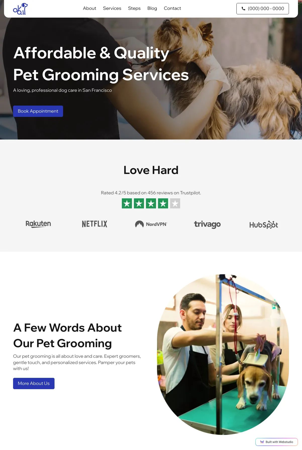 Screenshot of the Pawfect template