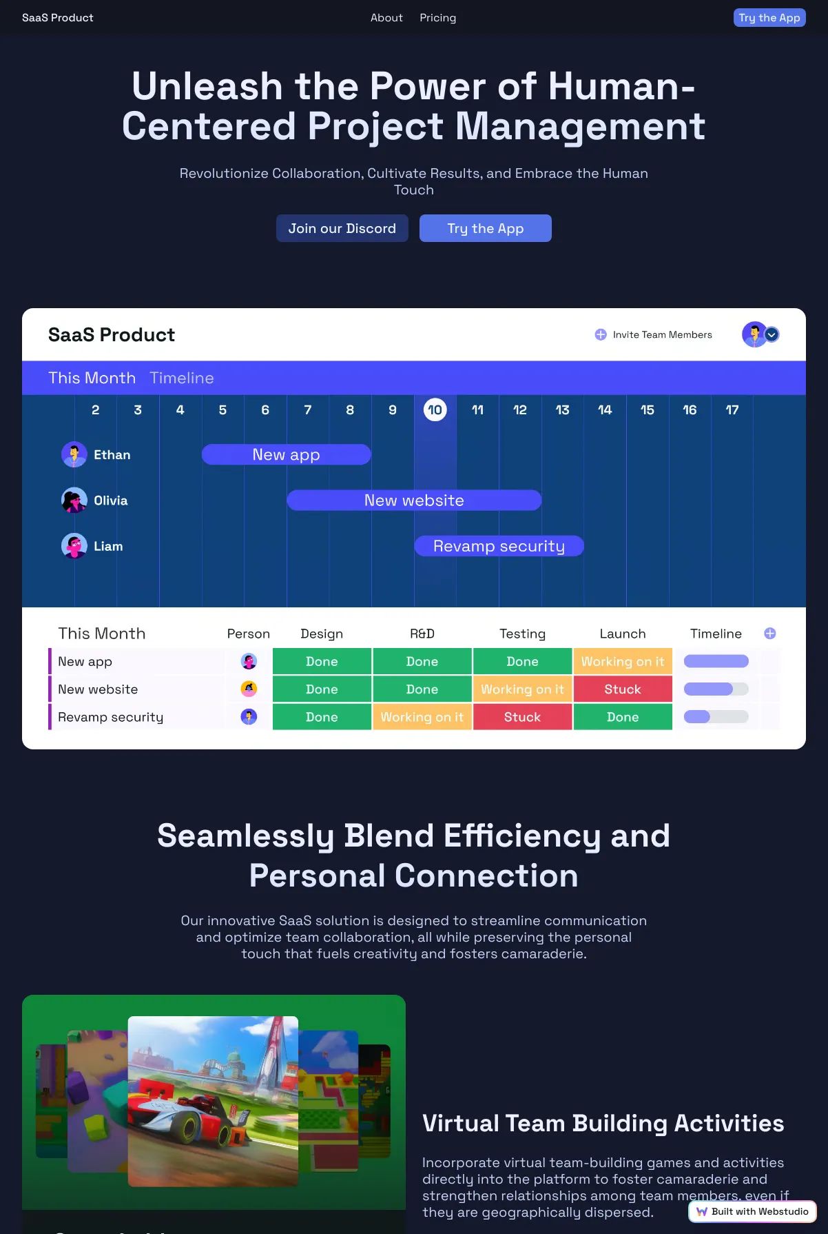 Screenshot of the Synergy template