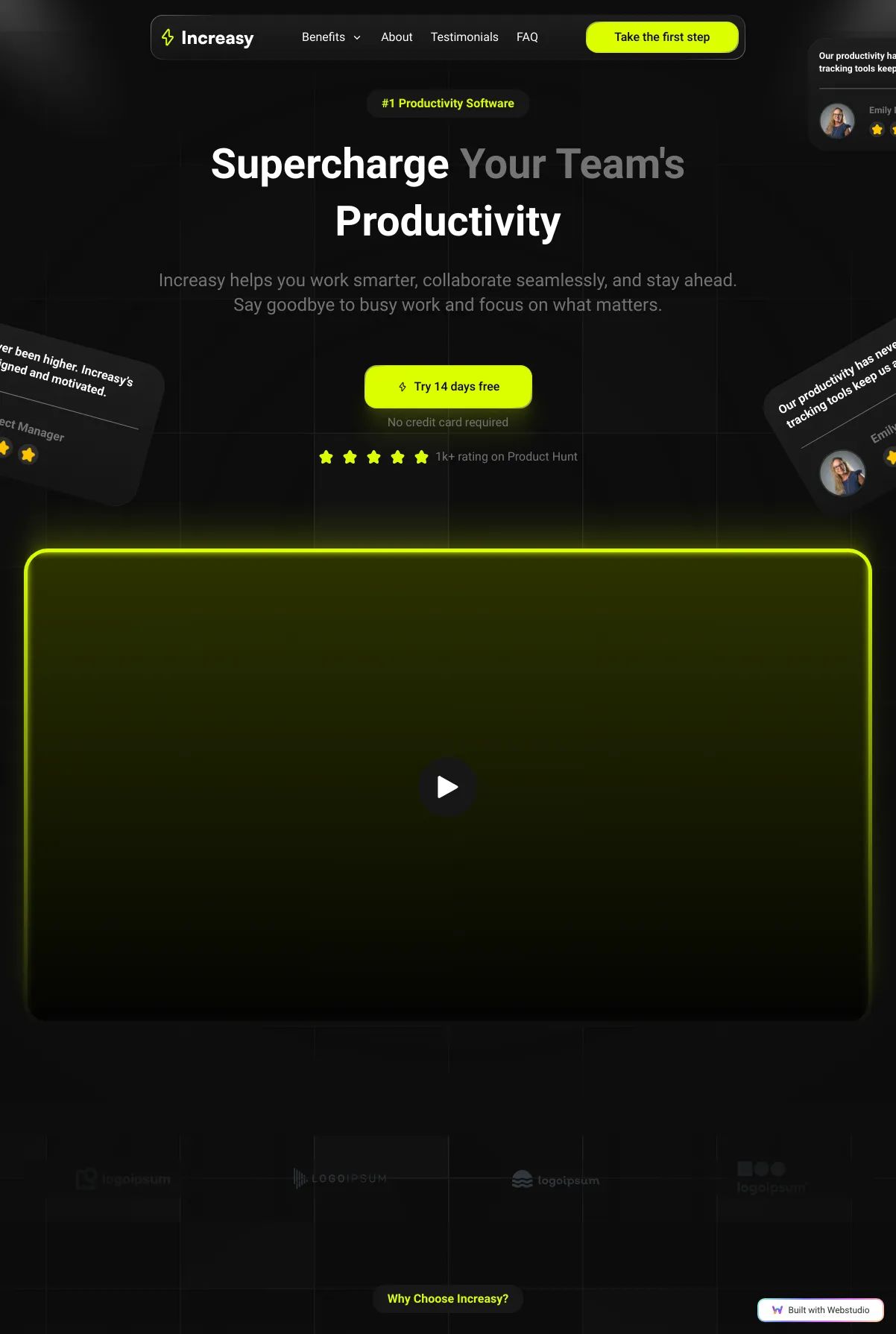 Screenshot of the Increasy template