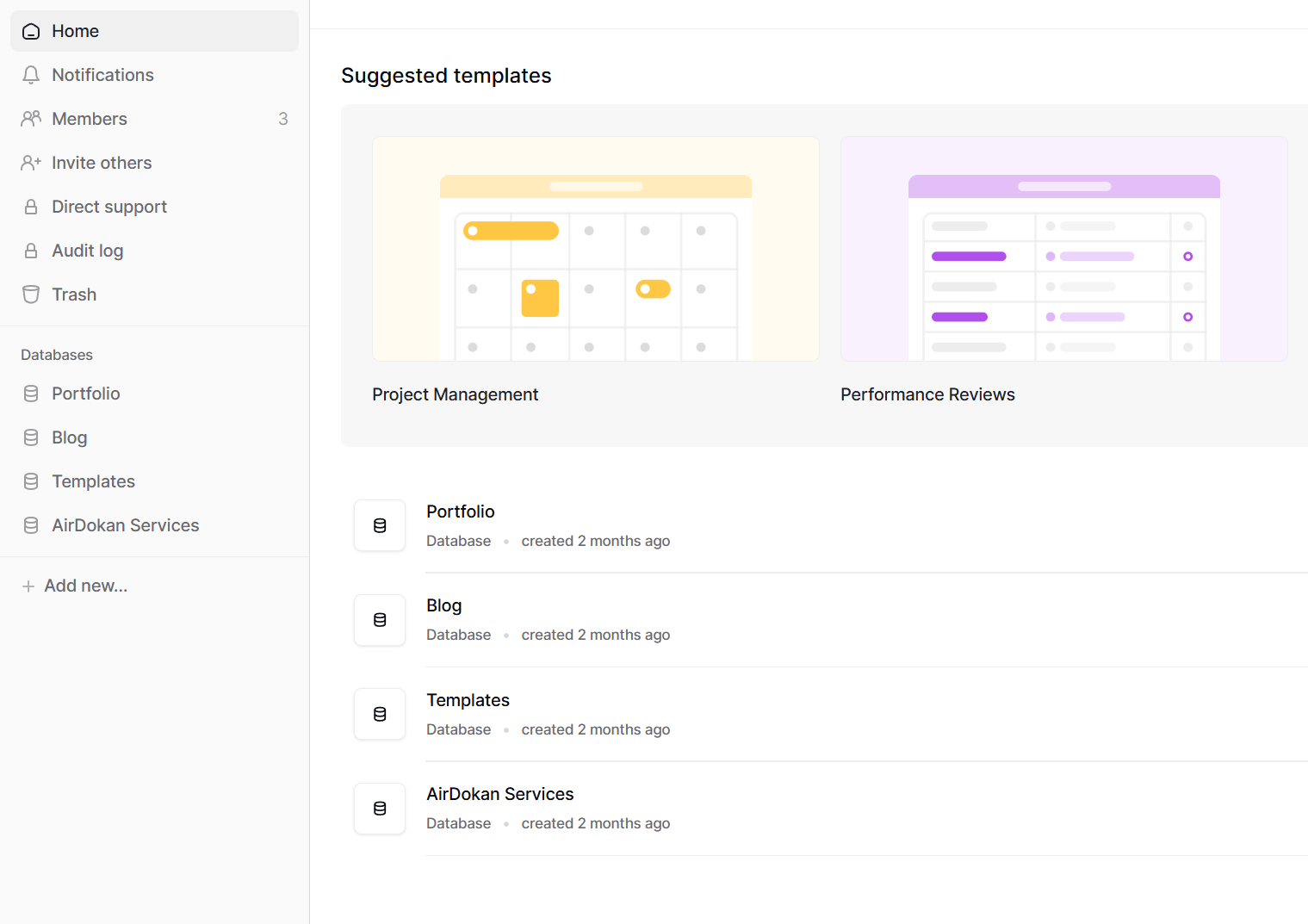 Airdokan's content workflow in Baserow