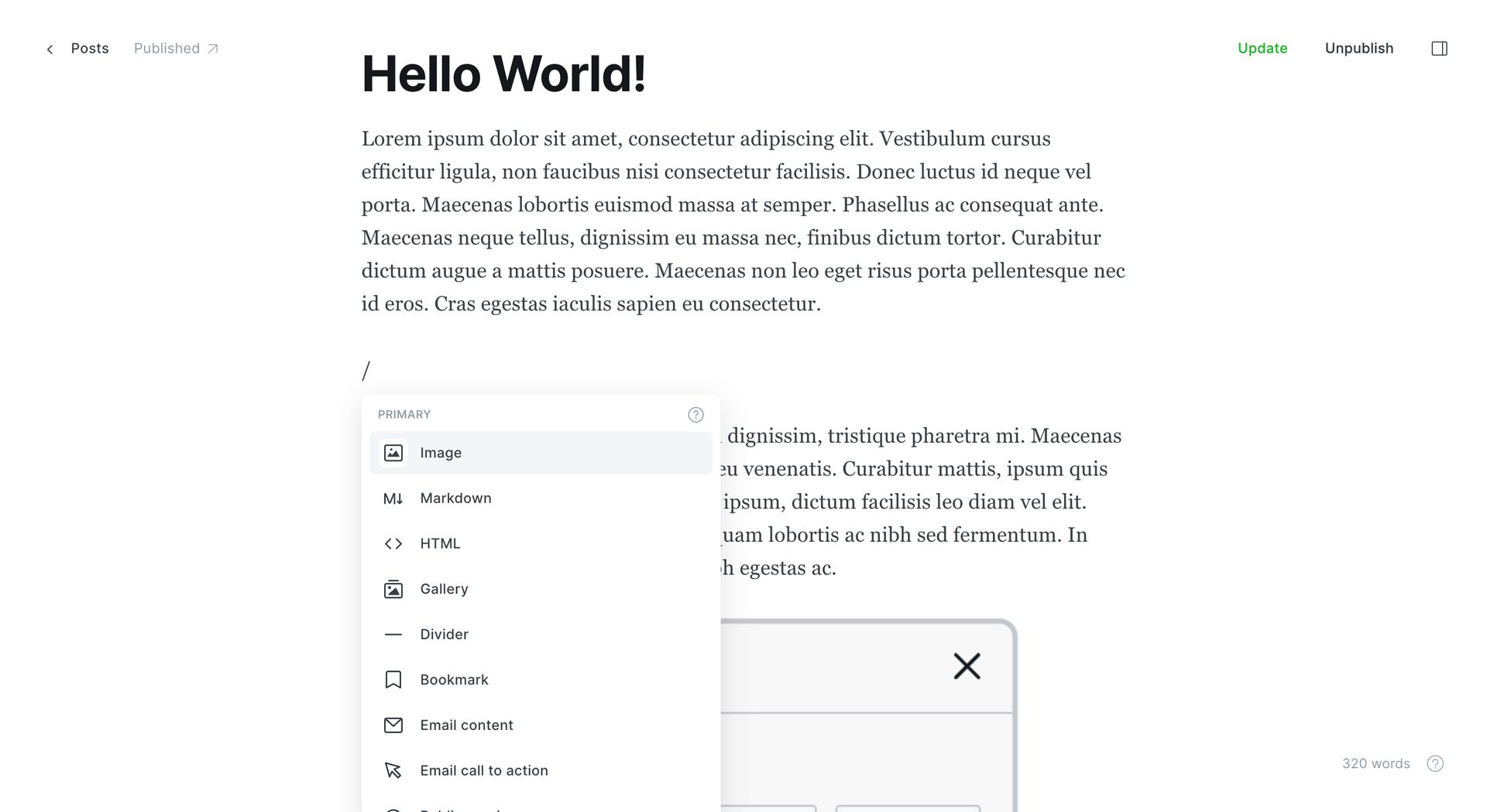 Ghost open source blogging tool editor