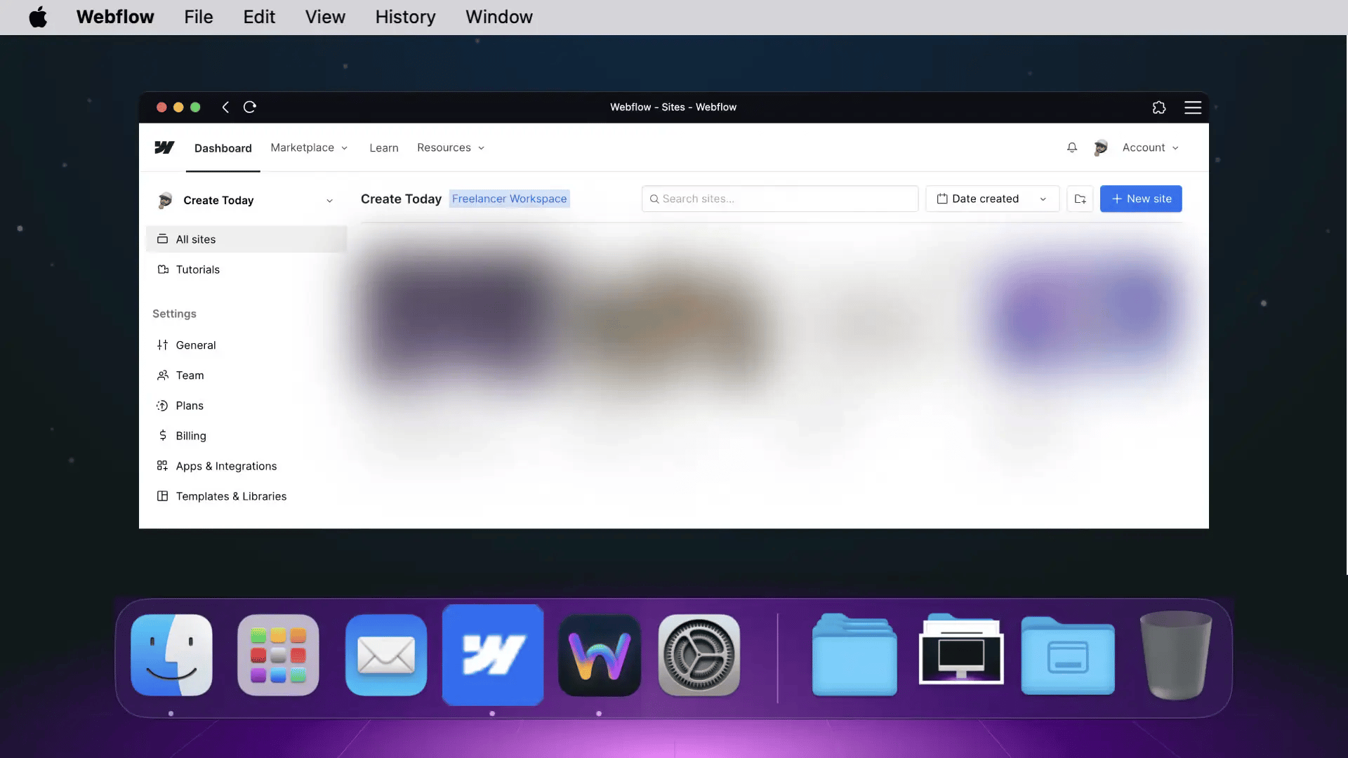 Mac desktop with Webflow Desktop App open