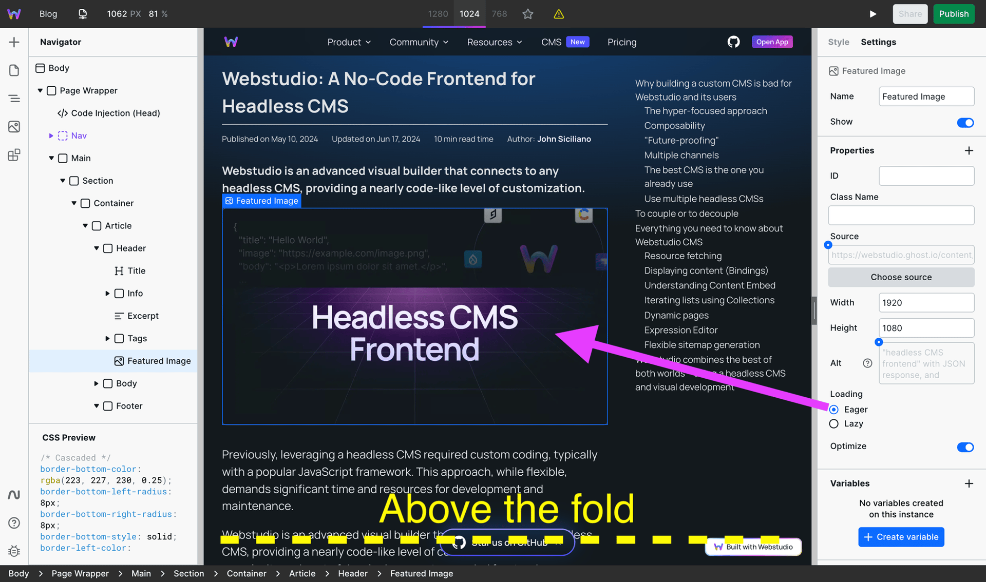 Eager loading images in Webstudio