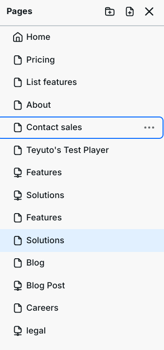 Pages on Webstudio